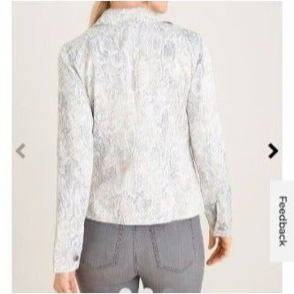 NWOT Chico's Python-Print Satin Denim Jacket - Size 8 - Picture 3 of 4